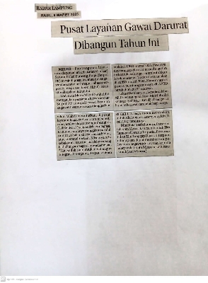 PUSAT LAYANAN GAWAT DARURAT DIBANGUN TAHUN INI