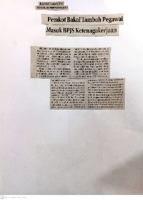 PEMKOT BAKAL TAMBAH PEGAWAI MASUK BPJS KETENAGAKERJAAN